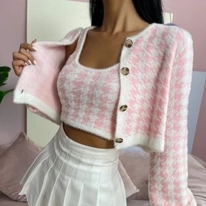 Houndstooth Cardigan + Top Set (L) BNWOT